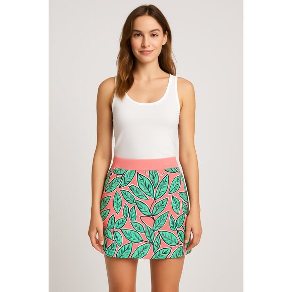 Crown & Ivy  XL pull on terry cloth skort pink green floral active mini modest - Picture 1 of 9